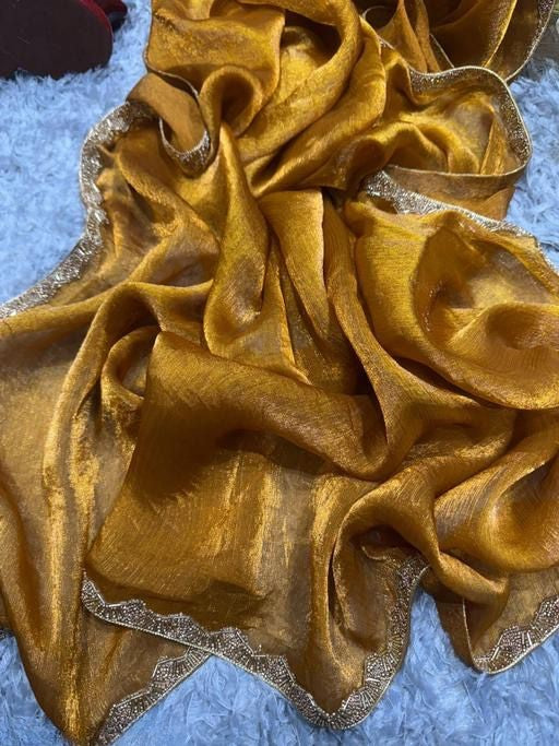 Bollywood Designer Saree with Heavy Lace Border 💃 | Soft Georgette Saree for Wedding & Party Wear | Shagun Fashion Exclusive | Unstiched Blouse