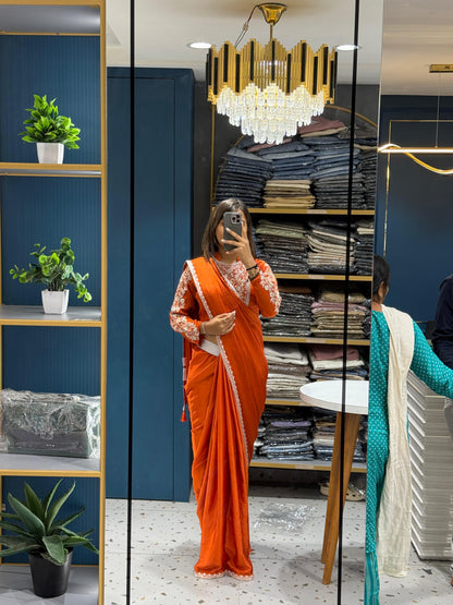 🧵 Premium Embroidered Saree Set with Belt | Designer Look | Shagun Sarees ✨