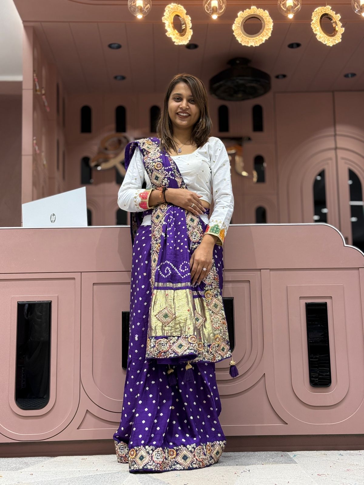 🪔 Traditional Bandhani Saree with Kachhi Embroidery & Mirror Work | Festive & Wedding Wear