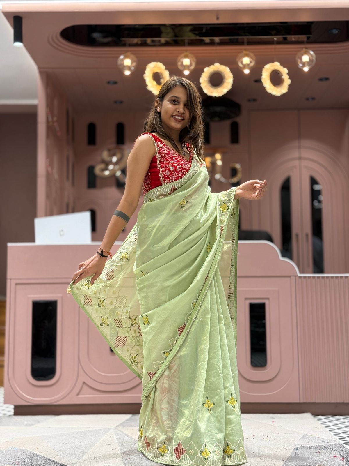 Elegant Party Wear Saree with Heavy Embroidery Pallu & Moti Work ✨ | Shagun Sarees Exclusive