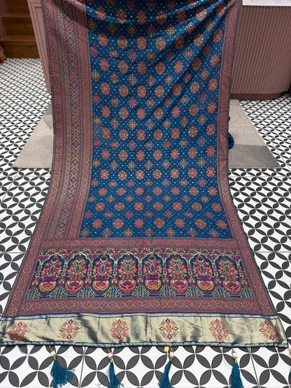 Pashmina Saree with Lagdi Patta & Tassel Pallu