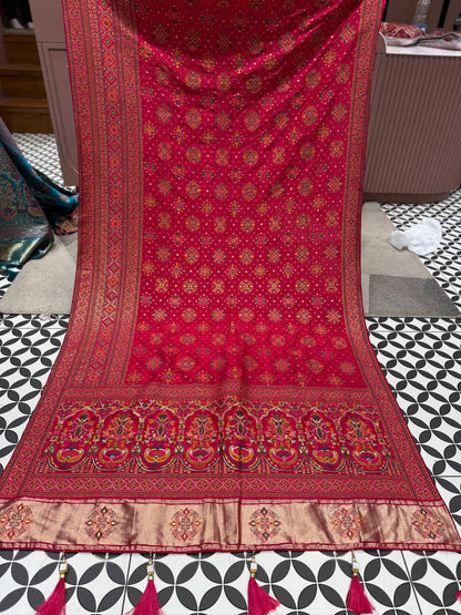 Pashmina Saree with Lagdi Patta & Tassel Pallu