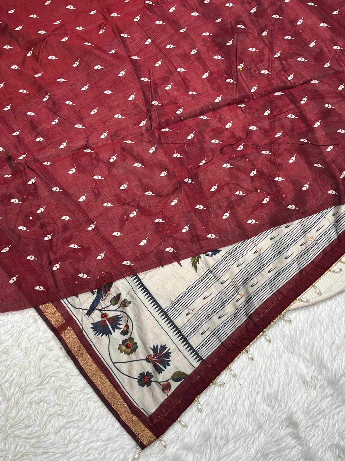 Butti Saree with Bird Print Pallu | Designer Traditional Saree – Shagun Sarees