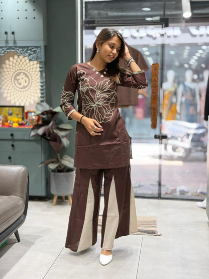 Floral Printed Kurti Set with Flared Palazzo Pants | Elegant Ethnic Wear – Shagun Fashion