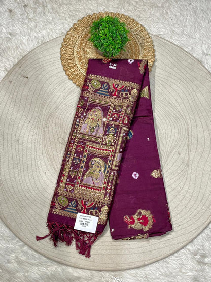 Banarasi Style Silk Saree with Golden Zari Work | Shagun Sarees