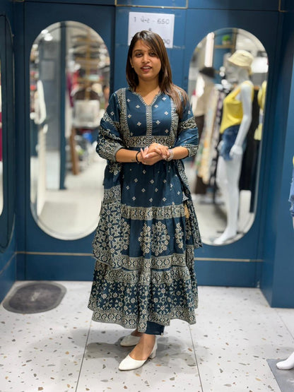 Printed Anarkali Kurti for Women | Flared Cotton Ethnic Wear by Shagun Fashion