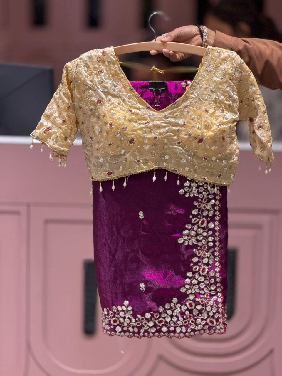 Designer Silk Embroidered Saree with Heavy Blouse | Wedding & Party Wear Collection by Shagun Sarees