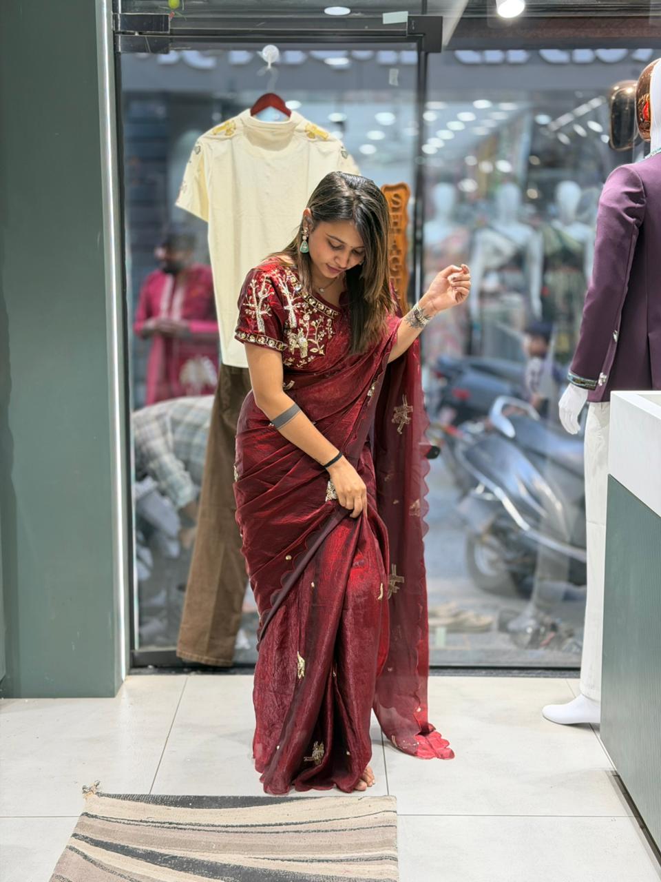 SHAGUN FASHION Embroidered Saree with Designer Blouse | Wedding & Festive Wear by Shagun
