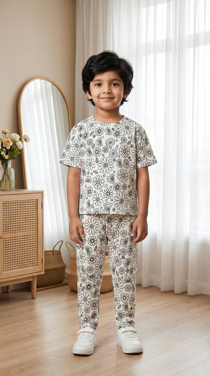Arni Art Creative DIY Floral Coloring Kids Night Suit Set by SHAGUN KIDS