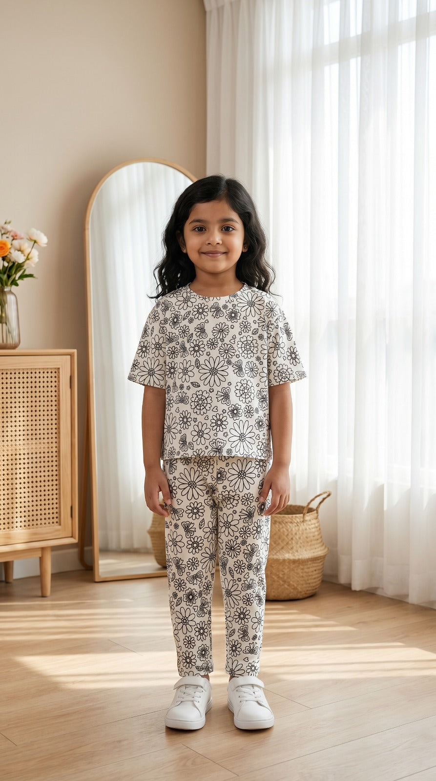 Arni Art Creative DIY Floral Coloring Kids Night Suit Set by SHAGUN KIDS