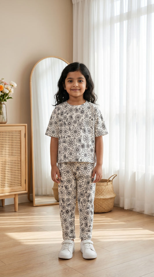 Arni Art Creative DIY Floral Coloring Kids Night Suit Set by SHAGUN KIDS