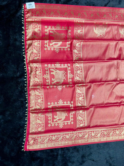 Traditional Elephant Motif Silk Saree by SHAGUN FASHION