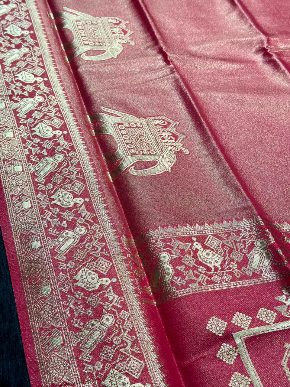 Traditional Elephant Motif Silk Saree by SHAGUN FASHION