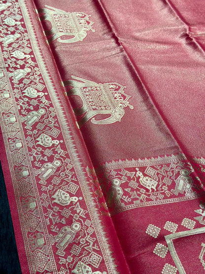 Traditional Elephant Motif Silk Saree by SHAGUN FASHION
