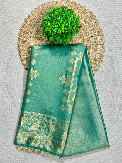 Traditional Elephant Motif Silk Saree by SHAGUN FASHION