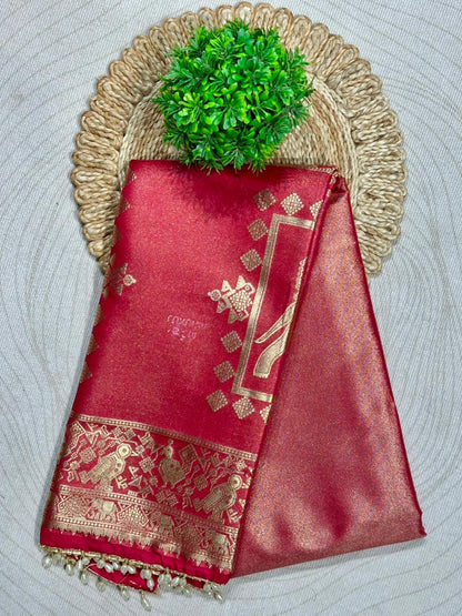 Traditional Elephant Motif Silk Saree by SHAGUN FASHION