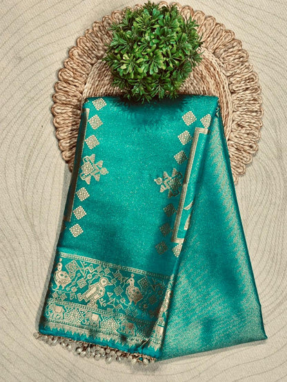 Traditional Elephant Motif Silk Saree by SHAGUN FASHION