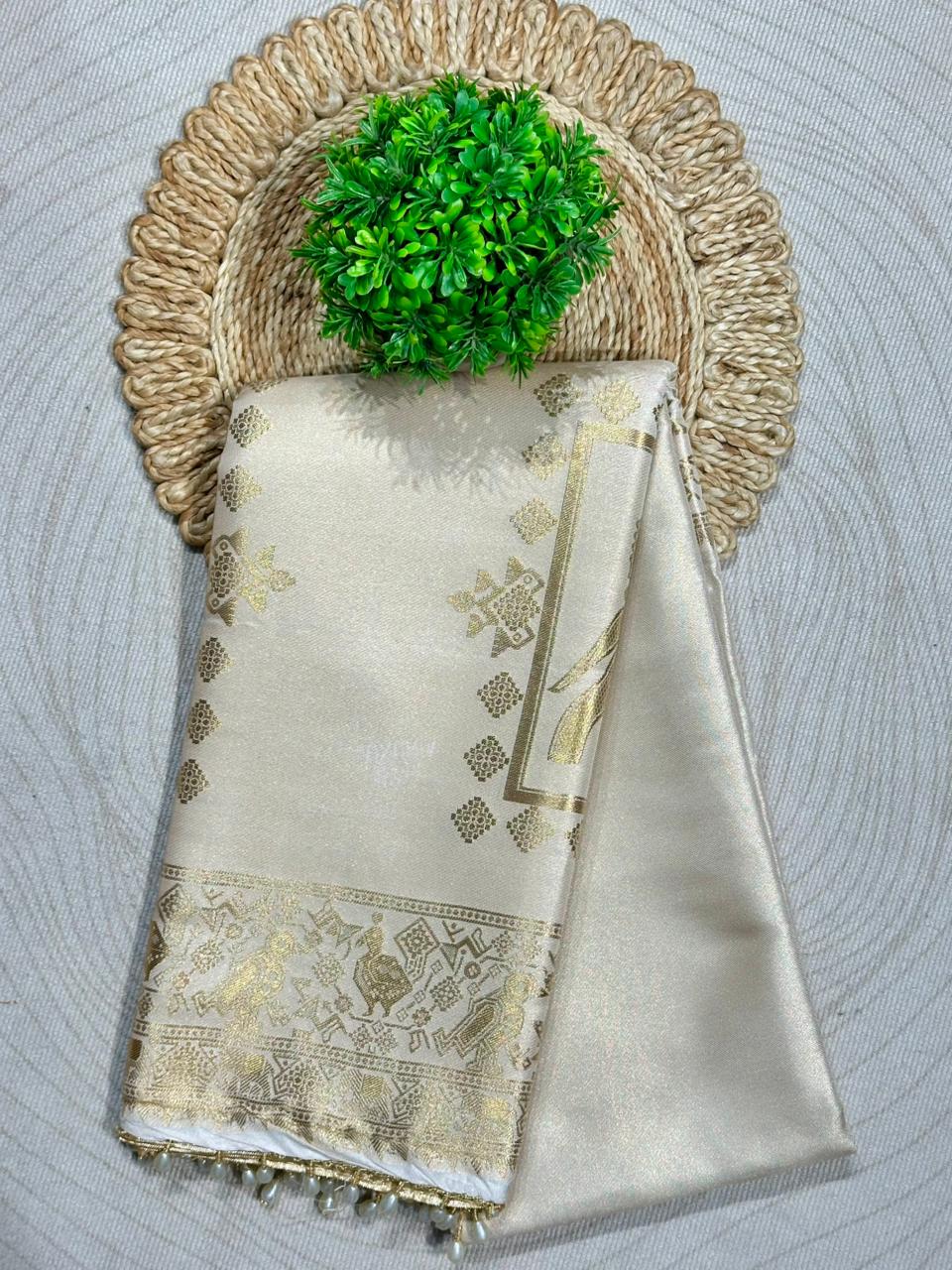 Traditional Elephant Motif Silk Saree by SHAGUN FASHION