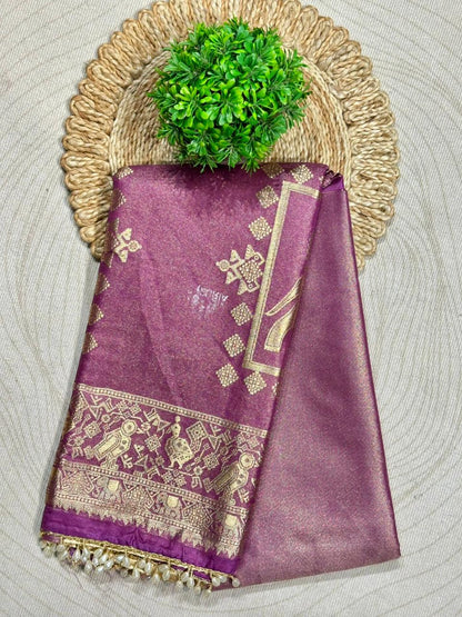 Traditional Elephant Motif Silk Saree by SHAGUN FASHION