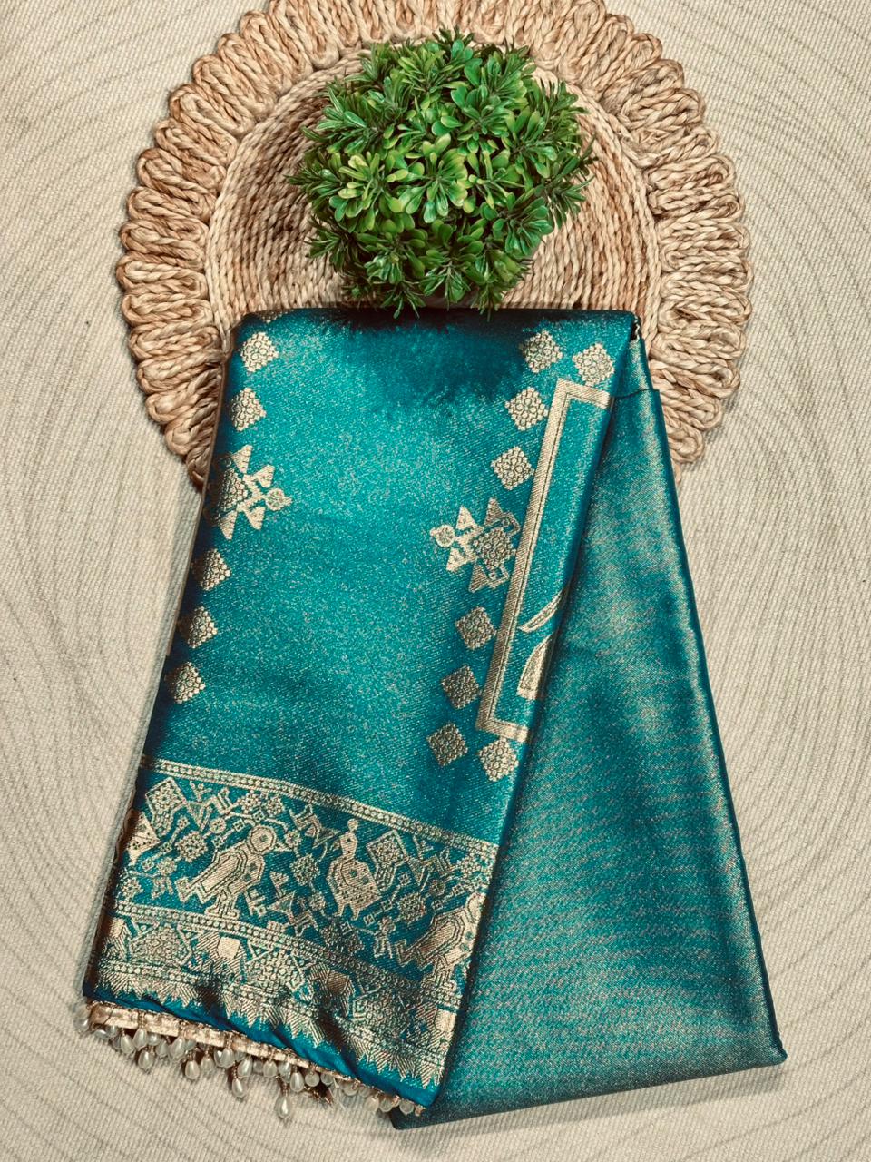 Traditional Elephant Motif Silk Saree by SHAGUN FASHION