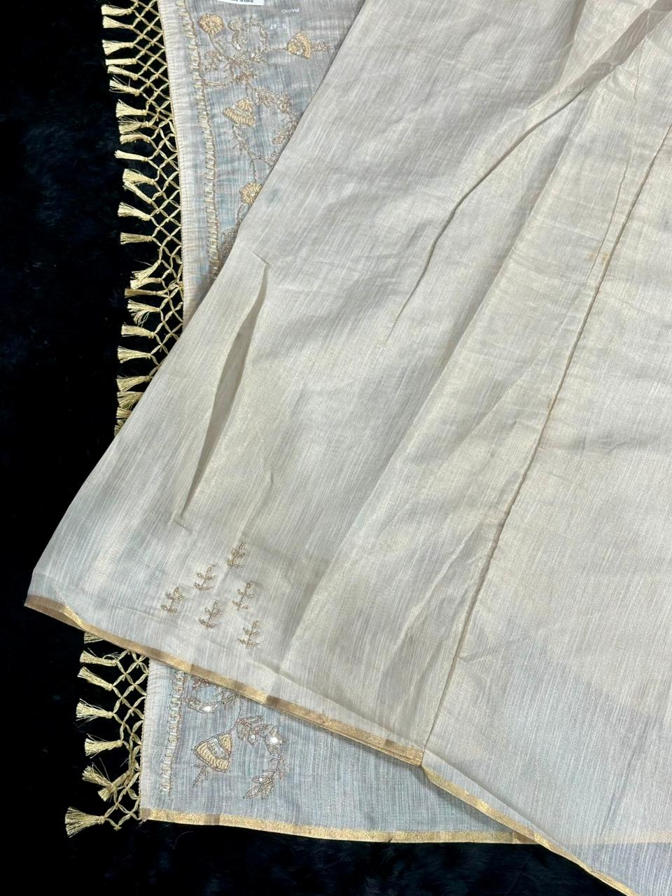 Off-White Designer Saree by SHAGUN FASHION