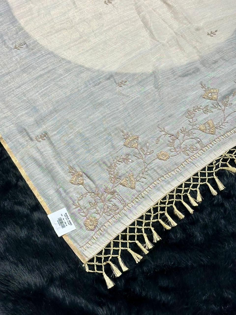 Off-White Designer Saree by SHAGUN FASHION