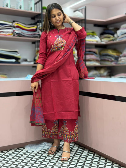SHAGUN FASHION Premium Traditional 3-Piece Kurti Pant Set with Dupatta