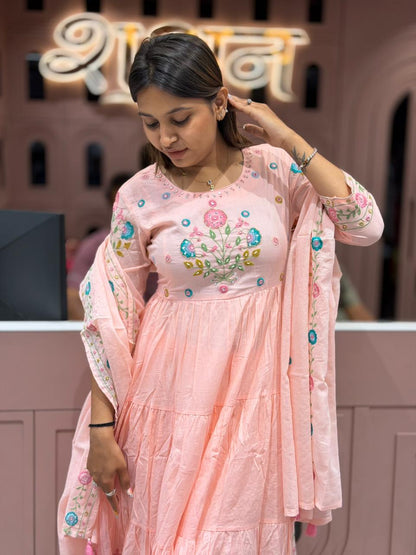 SHAGUN FASHION Beautiful Floral Anarkali Kurti Pant Set With Dupatta
