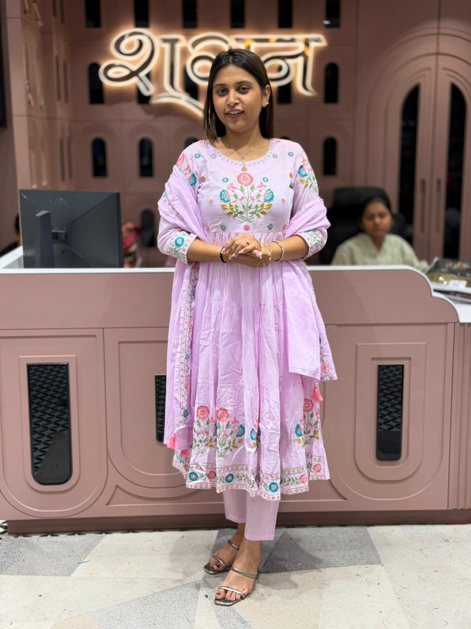 SHAGUN FASHION Beautiful Floral Anarkali Kurti Pant Set With Dupatta