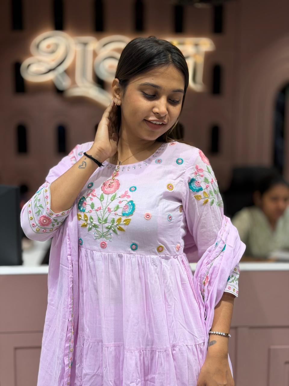 SHAGUN FASHION Beautiful Floral Anarkali Kurti Pant Set With Dupatta