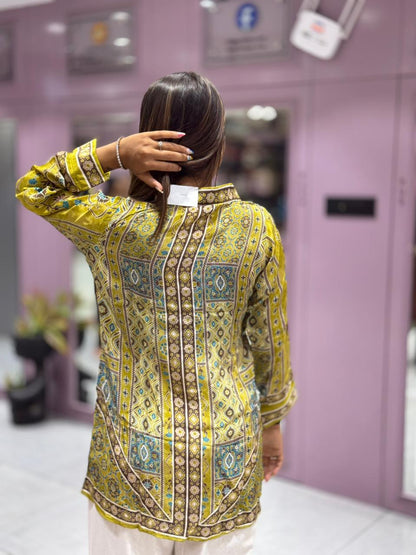 SHAGUN FASHION Premium Digital Printed Shirt Kurti with Off-White Pant Co-ord Set