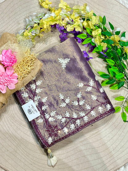 Designer Organza Embroidered Saree with Sequin Work | Party Wear & Wedding Saree by Shagun Sarees