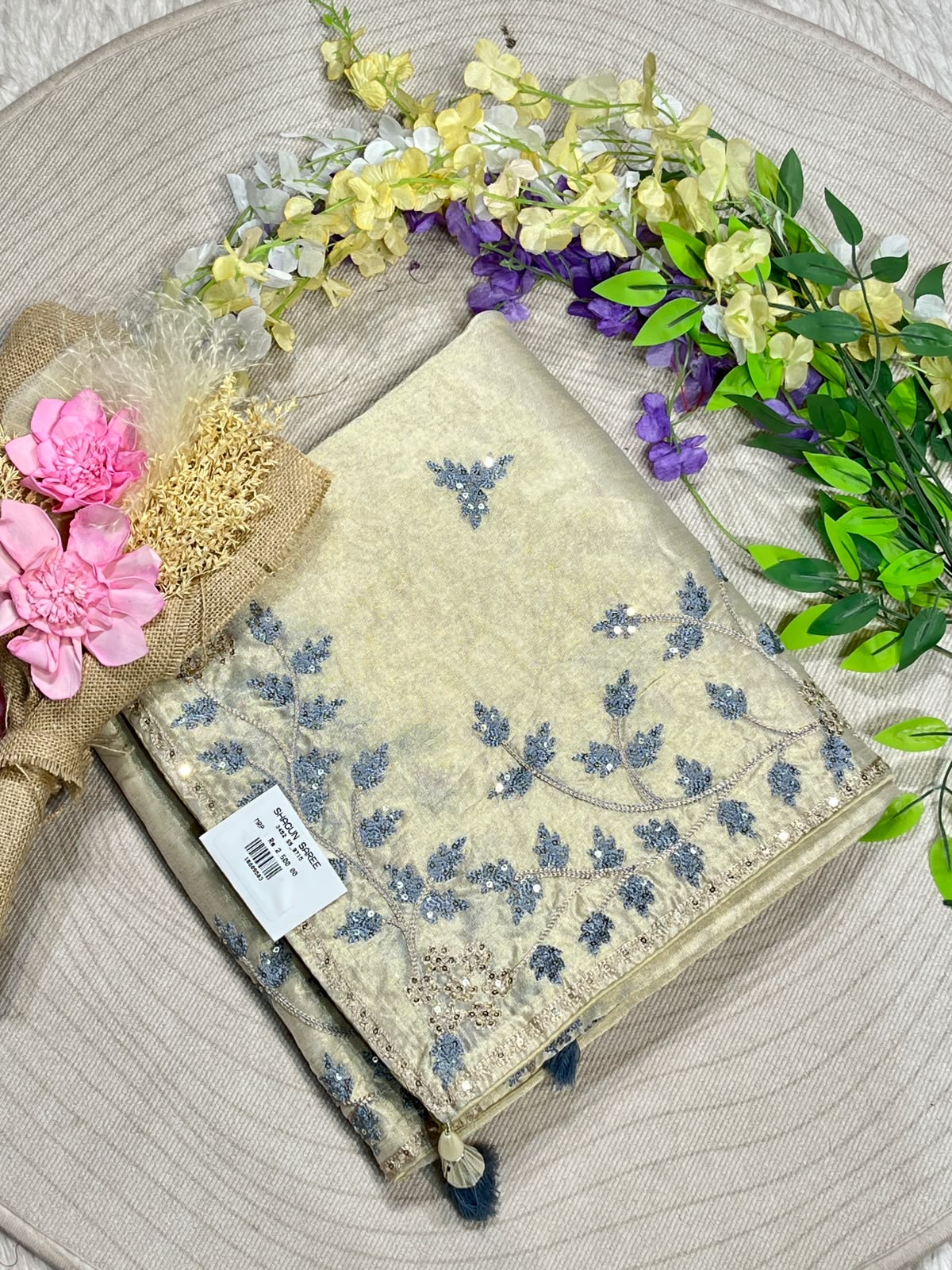 Designer Organza Embroidered Saree with Sequin Work | Party Wear & Wedding Saree by Shagun Sarees