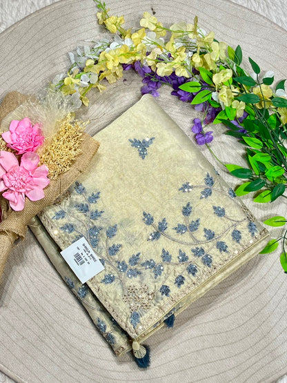 Designer Organza Embroidered Saree with Sequin Work | Party Wear & Wedding Saree by Shagun Sarees