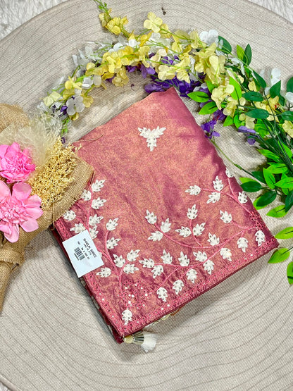 Designer Organza Embroidered Saree with Sequin Work | Party Wear & Wedding Saree by Shagun Sarees