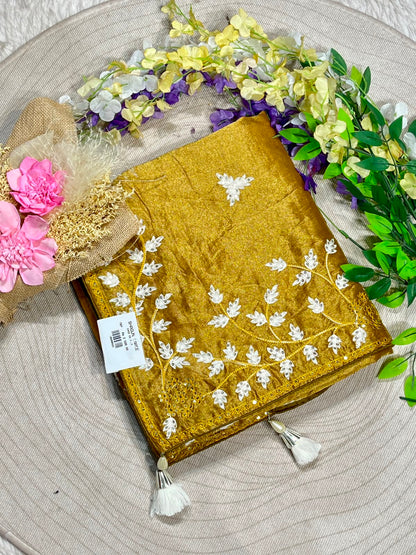 Designer Organza Embroidered Saree with Sequin Work | Party Wear & Wedding Saree by Shagun Sarees