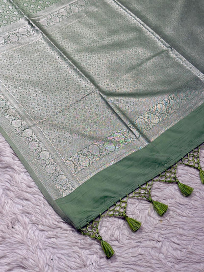 Beautiful Premium Heavy Border Satin Silk Saree by SHAGUN FASHION