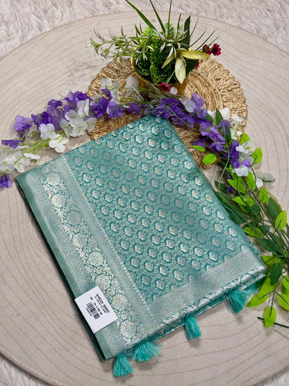 Beautiful Premium Heavy Border Satin Silk Saree by SHAGUN FASHION