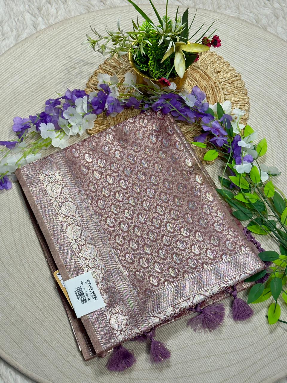 Beautiful Premium Heavy Border Satin Silk Saree by SHAGUN FASHION