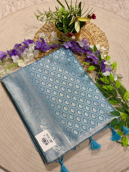 Beautiful Premium Heavy Border Satin Silk Saree by SHAGUN FASHION