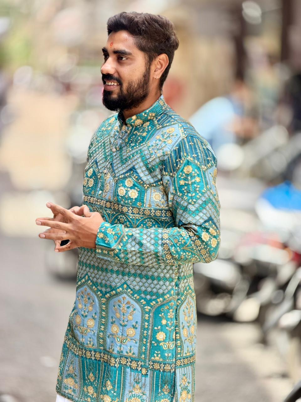 Shagun Fashion Men’s Premium Traditional Silk Kurta Pajama Set