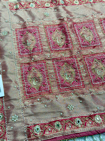 SHAGUN FASHION Luxury Banarasi Silk Saree with Heavy Handwork & Pearl Border