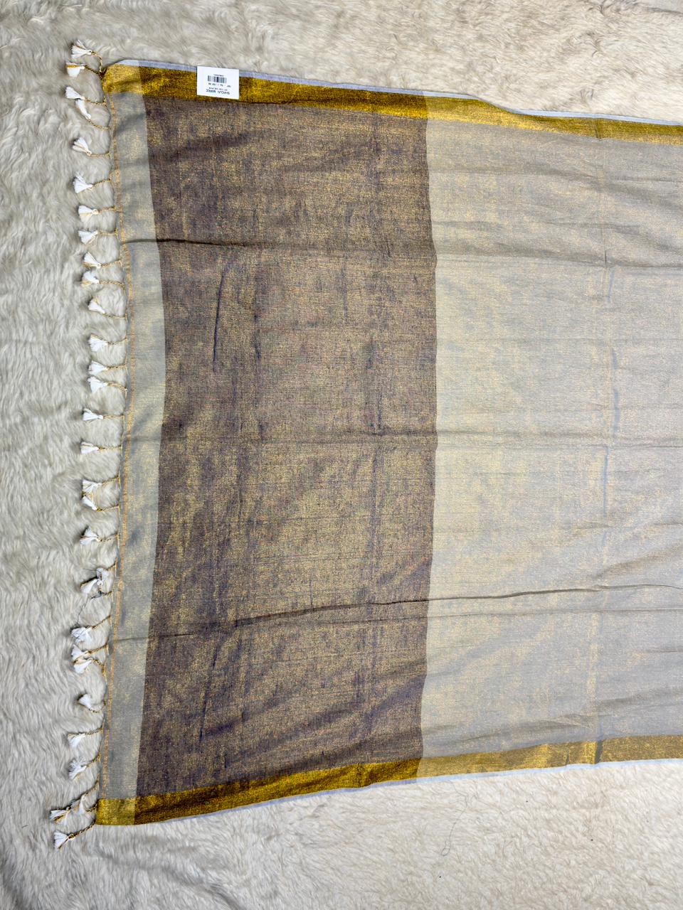 SHAGUN FASHION – Metallic Glaze Tissue Linen Saree