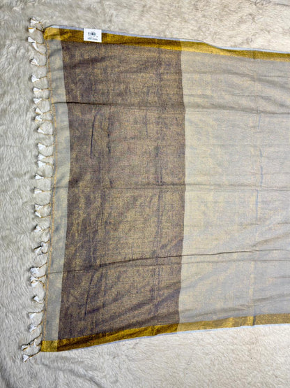 SHAGUN FASHION – Metallic Glaze Tissue Linen Saree