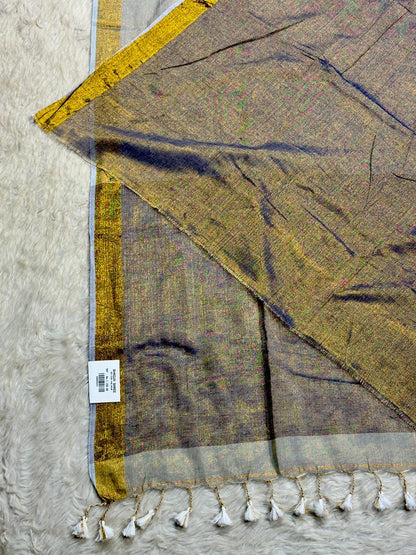 SHAGUN FASHION – Metallic Glaze Tissue Linen Saree