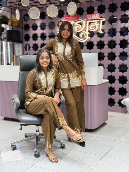 SHAGUN FASHION Premium Co-Ord Set - Trendy Brown Traditional Style Wear