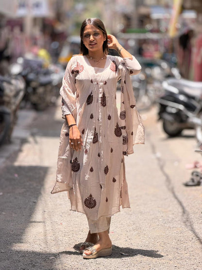 SHAGUN FASHION Premium Elegant Embroidered Alia Cut Kurti, Pant & Dupatta Set