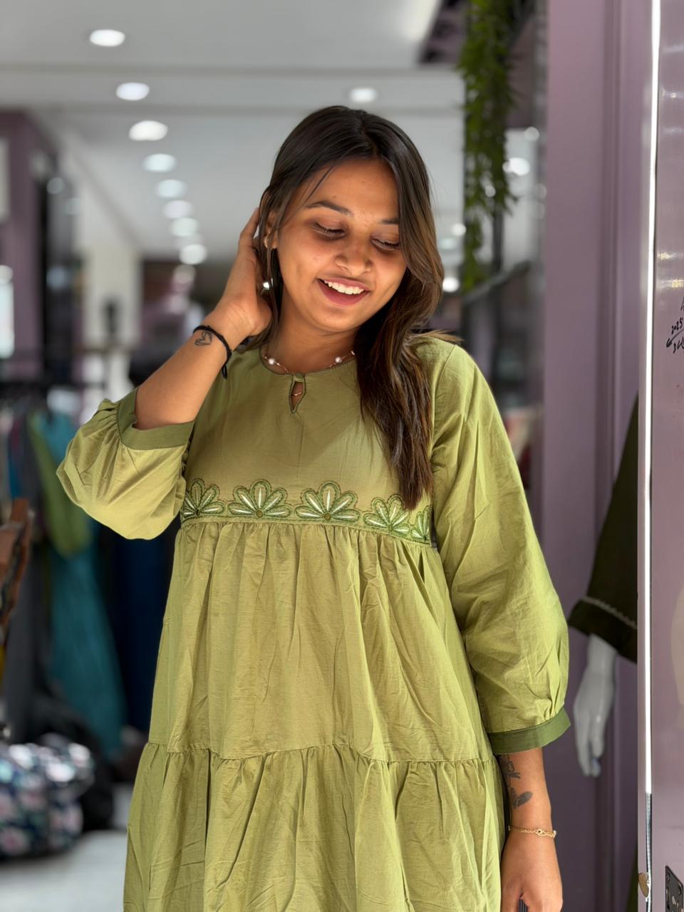 SHAGUN FASHION Premium Cotton Tiered One-Piece Dress
