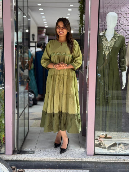 SHAGUN FASHION Premium Cotton Tiered One-Piece Dress