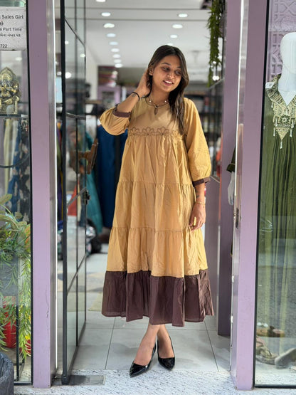 SHAGUN FASHION Premium Cotton Tiered One-Piece Dress